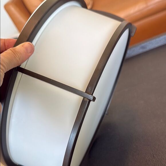 Modern White and Brown Ceiling Light Fixture Flush Mounted - Picture 2 of 10